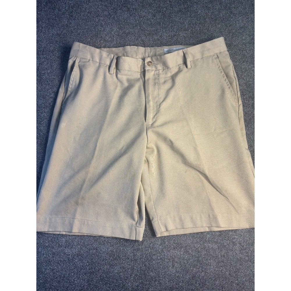 Greg Norman Chino Shorts Men's 36 Beige Stretch Regular Comfort Mid Rise Outdoor